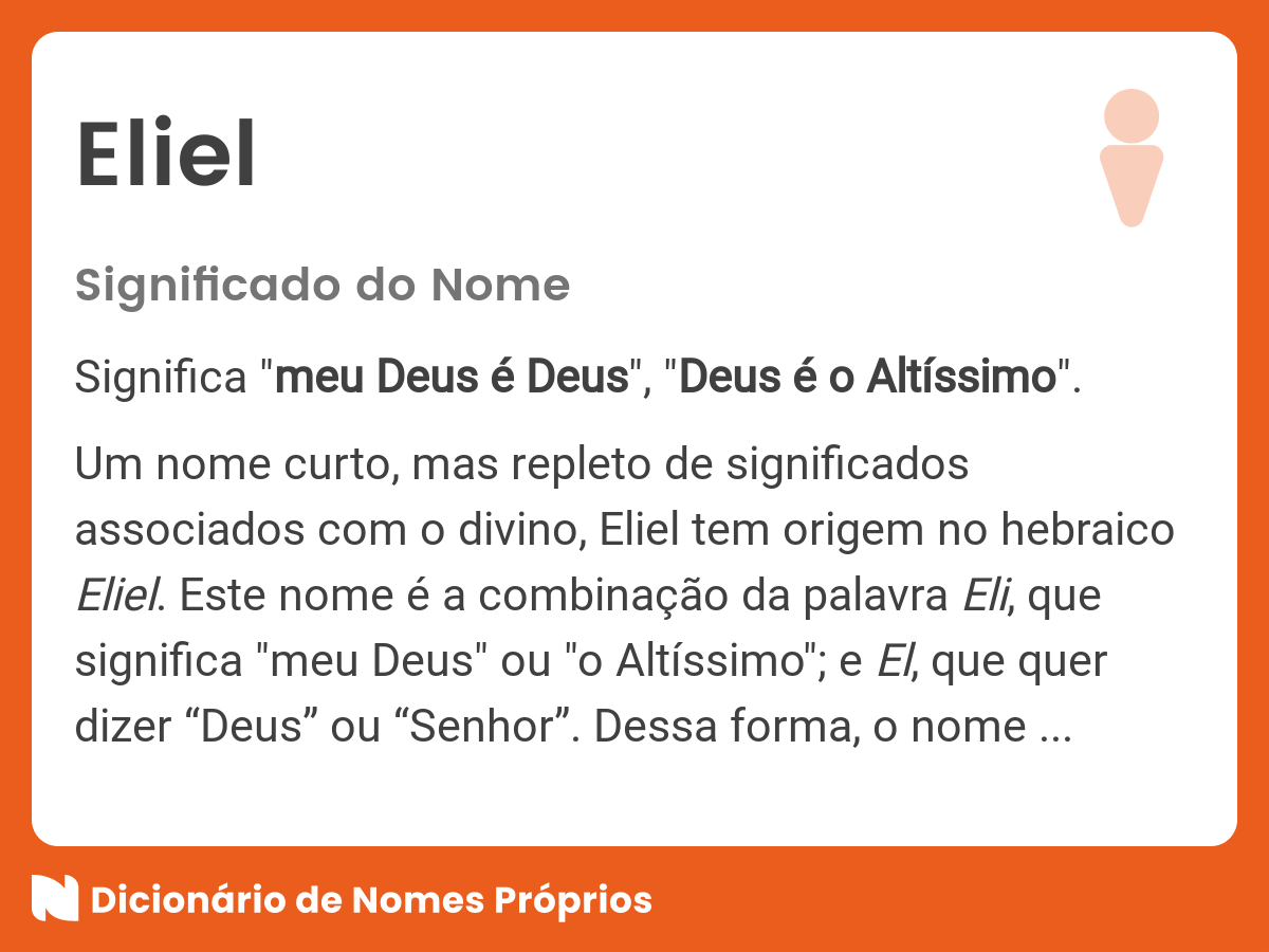 Significado do nome Eliel Significado do nome Eliel